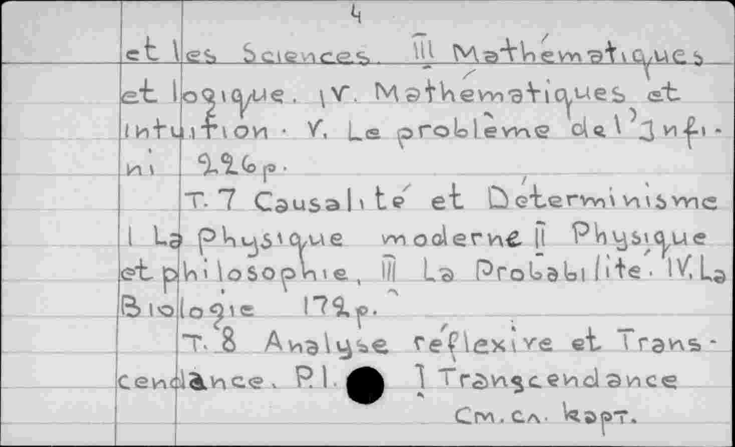 ﻿	et \	es SctevAc.e.s>	’M.q'VView>'atv Q/UC s
	et. 1 inh	оокуие. \V. MatViewraticyues et utiovi • V, Le proUlewxe c!q\ JmL-	
	И i	Шр. T. 7 Causa 11 t e	et D eterw vnswic
	l Ua	P Ц м3' ClU e v-n	oolevv\€. |l Phvjsicpue
	et. p В ha	U’ \oSoplnt e , l|| lo^ie	La ProLaUi h+e ■ l^.La
	сеи<	T & Ahaiv^e .ince v PI.	reflexive et Tra^s* 1 TtoivxßceHol эисе Спа . Qa- \^»рт.